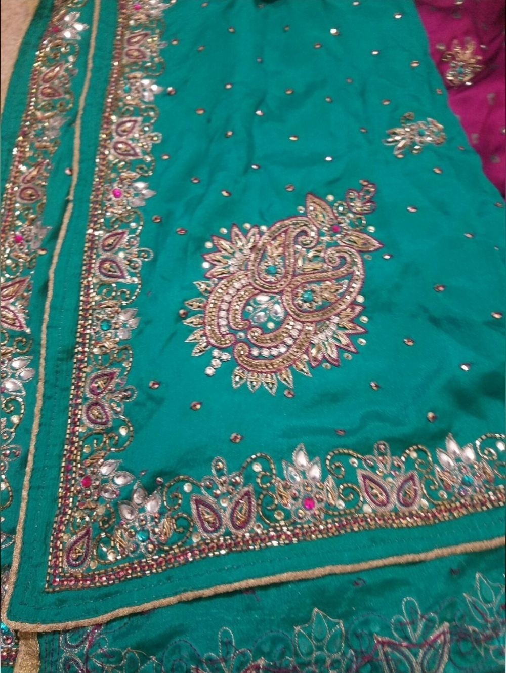 Fuschia and Teal Salwar Kameez - Picture 4 of 5